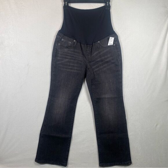 Gap Maternity New With Tags Full Panel Crop Flair Black Jeans Size 27R - Picture 1 of 12